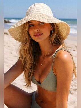 San Diego Hat Co Ruffle Brim Sun Hat Boho Cottagecore Resortwear 0S